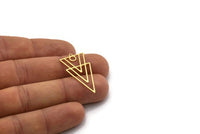 Brass Triangle Charm, 6 Raw Brass Triangle Shaped Charms With 1 Loop, Findings (35x16.5x0.60mm) SMP0482
