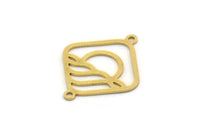 Brass Square Charm, 10 Raw Brass Square Charms With 2 Loops, Connectors (22x18x0.60mm) SMP0483