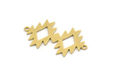 Brass Ethnic Charm, 8 Raw Brass Ethnic Motif Charms With 2 Loops, Earring Charms, Connectors (30x17.5x0.60mm) SMP0485