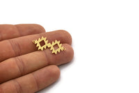 Brass Ethnic Charm, 8 Raw Brass Ethnic Motif Charms With 2 Loops, Earring Charms, Connectors (30x17.5x0.60mm) SMP0485