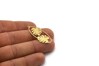 Brass Oval Charm, 4 Raw Brass Monstera Leaf Charms With 1 Loop, Findings (38x16x0.60mm) SMP0486