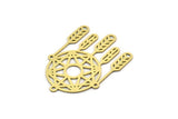 Brass Round Charm, 4 Raw Brass Round Charms With 1 Loop, Fringed Charms, Flower Findings (39x28x0.60mm) SMP0653