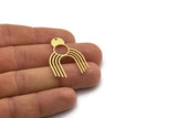 Brass Fringed Charm, 6 Raw Brass Fringed Shaped Charms With 1 Hole, Findings (35x24x0.80mm) SMP0654