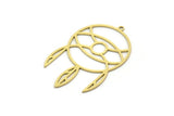 Brass Round Charm, 4 Raw Brass Round Charms With 1 Loop, Fringed Charms, Eye Findings (42x26x0.60mm) SMP0657