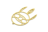 Brass Round Charm, 4 Raw Brass Round Charms With 1 Loop, Fringed Charms, Eye Findings (42x26x0.60mm) SMP0657