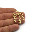 Brass Round Charm, 4 Raw Brass Round Charms With 1 Loop, Fringed Charms, Eye Findings (42x26x0.60mm) SMP0657