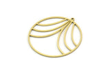 Brass Geometric Charm, 2 Raw Brass Round Charms With 1 Loop, Findings (35x32.5x0.80mm) SMP0658 A6280