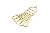 Brass Ball Charm, 4 Raw Brass Badminton Ball Charms With 1 Loop, Findings (38x25x0.60mm) SMP0661