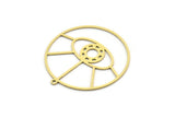 Brass Geometric Charm, 2 Raw Brass Round Charms With 1 Loop, Findings (34x32x0.60mm) SMP0665
