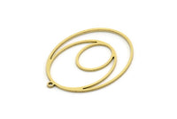 Brass Oval Charm, 4 Raw Brass Oval Charms With 1 Loop, Earring Charms (35x26x0.80mm) SMP0672