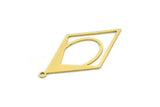 Brass Diamond Charm, 6 Raw Brass Diamond Shaped Charms With 1 Loop, Pendant Findings (33x18x0.60mm) SMP0674
