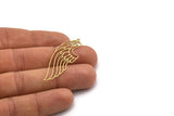 Brass Wing Charm, 4 Raw Brass Wing Charms With 1 Loop, Charm Pendants, Findings (48x17x0.60mm) SMP0677