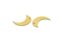 Brass Moon Charm, 50 Raw Brass Crescent Moon Charms With 1 Hole, Findings (15x10x0.60mm) SMP0487