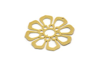 Brass Flower Charm, 4 Raw Brass Flower Shaped Charm With 1 Hole, Charm Pendants, Earring Findings (31.5x29x0.60mm) SMP0488