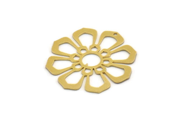 Brass Flower Charm, 4 Raw Brass Flower Shaped Charm With 1 Hole, Charm Pendants, Earring Findings (31.5x29x0.60mm) SMP0488