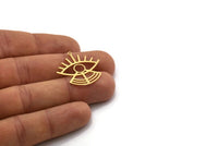 Brass Eye Charm, 6 Raw Brass Eye Charms With 1 Loop, Findings (27x28x0.60mm) SMP0489