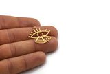 Brass Eye Charm, 6 Raw Brass Eye Charms With 1 Loop, Findings (27x28x0.60mm) SMP0489