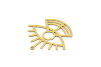 Brass Eye Charm, 6 Raw Brass Eye Charms With 1 Loop, Findings (27x28x0.60mm) SMP0489