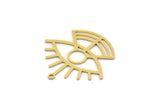 Brass Eye Charm, 6 Raw Brass Eye Charms With 1 Loop, Findings (27x28x0.60mm) SMP0489