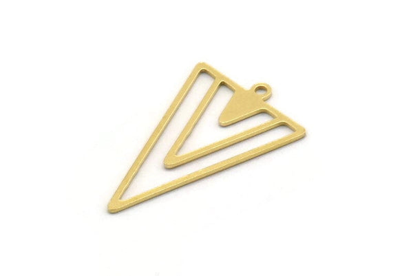 Brass Triangle Charm, 8 Raw Brass Triangle Shaped Charms With 1 Loop, Findings (26x16x0.60mm) SMP0490