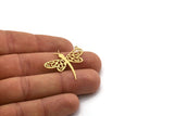 Brass Butterfly Charm, 6 Raw Brass Butterfly Charms With 1 Loop (30x28x0.60mm) SMP0491