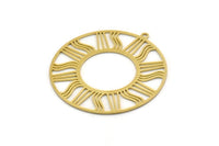 Brass Round Charm, 2 Raw Brass Sun Charms With 1 Loop, Charm Pendants (38x36x0.60mm) SMP0492