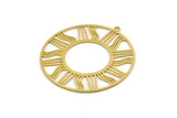 Brass Round Charm, 2 Raw Brass Sun Charms With 1 Loop, Charm Pendants (38x36x0.60mm) SMP0492