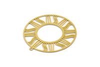 Brass Round Charm, 2 Raw Brass Sun Charms With 1 Loop, Charm Pendants (38x36x0.60mm) SMP0492
