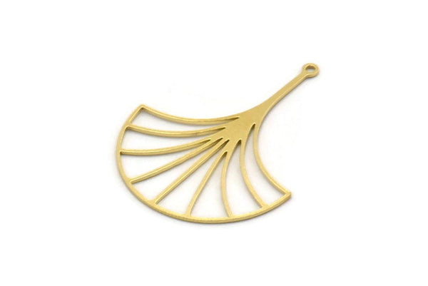 Brass Leaf Charm, 4 Raw Brass Leaf Charms With 1 Loop, Charm Pendants (36x28x0.60mm) SMP0493