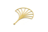 Brass Leaf Charm, 4 Raw Brass Leaf Charms With 1 Loop, Charm Pendants (36x28x0.60mm) SMP0493