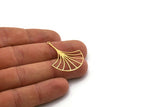 Brass Leaf Charm, 4 Raw Brass Leaf Charms With 1 Loop, Charm Pendants (36x28x0.60mm) SMP0493
