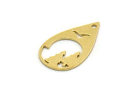 Brass Drop Charm, 12 Raw Brass Drop Charms With 1 Hole, Earrings, Findings (20x12x0.60mm) SMP0496