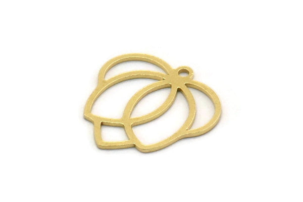 Brass Flower Charm, 8 Raw Brass Flower Shaped Charms With 1 Loop, Findings (17x17x0.60mm) SMP0497
