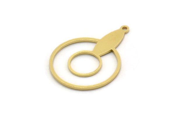 Brass Round Charm, 8 Raw Brass Round Shaped Charms With 1 Loop, Earring Findings, Geometric Charms (28x19x0.80mm) SMP0500