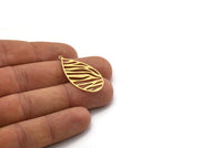 Brass Drop Charm, 4 Raw Brass Drop Shaped Charms With 1 Loop, Findings (34.5x18x0.60mm) SMP0502