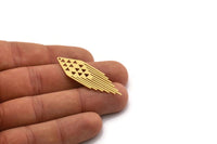 Brass Diamond Charm, 6 Raw Brass Diamond Charms With 1 Hole, Fringed Charms, Findings (45x15.5x0.60mm) SMP0503