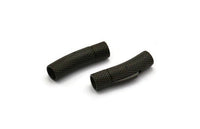 Leather Cord Clasp, Stainless Steel Black Clasp For 6mm Leather Cord (31x8mm) D1492