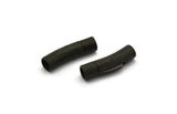 Leather Cord Clasp, Stainless Steel Black Clasp For 6mm Leather Cord (31x8mm) D1492