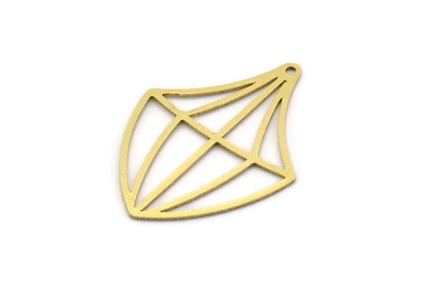 Brass Diamond Charm, 6 Raw Brass Diamond Shaped Charms With 1 Hole, Pendant Findings (31x23x0.60mm) SMP0680