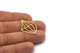 Brass Diamond Charm, 6 Raw Brass Diamond Shaped Charms With 1 Hole, Pendant Findings (31x23x0.60mm) SMP0680