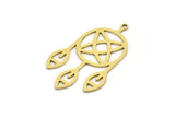 Brass Round Charm, 6 Raw Brass Round Charms With 1 Loop, Fringed Charms, Flower Findings (34x20x0.60mm) SMP0681