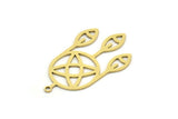 Brass Round Charm, 6 Raw Brass Round Charms With 1 Loop, Fringed Charms, Flower Findings (34x20x0.60mm) SMP0681