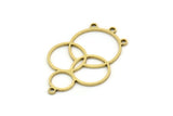 Brass Round Charm, 4 Raw Brass Round Charm With 4 Loops, Charm Pendants (32x21x0.80mm) SMP0683