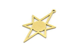Brass Star Charm, 12 Raw Brass Pole Star Charms With 1 Loop, North Star Charms, Findings (30x17x0.60mm) SMP0684