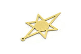 Brass Star Charm, 12 Raw Brass Pole Star Charms With 1 Loop, North Star Charms, Findings (30x17x0.60mm) SMP0684