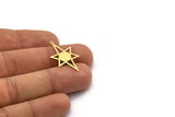 Brass Star Charm, 12 Raw Brass Pole Star Charms With 1 Loop, North Star Charms, Findings (30x17x0.60mm) SMP0684