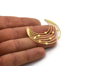Brass Moon Charm, 2 Raw Brass Crescent Moon Charms With 2 Holes (44x21x0.60mm) SMP0507