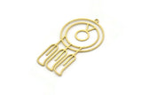 Brass Round Charm, 4 Raw Brass Round Charms With 1 Loop, Fringed Charms, Flower Findings (44x24x0.60mm) SMP0687
