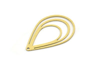 Brass Drop Charm, 4 Raw Brass Drop Charms With 1 Hole, Earring Findings (35x23x0.60mm) SMP0688