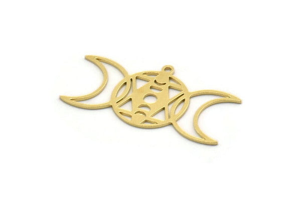 Brass Moon Charm, 8 Raw Brass Crescent Moon Charms With 1 Loop, Moon Phases Charms, Findings (17x33x0.60mm) SMP0508